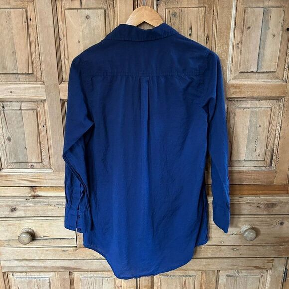 Southern Frock XS Navy Blue Long Sleeve Half Button Blouse‎ Lightweight Tunic - Picture 6 of 9